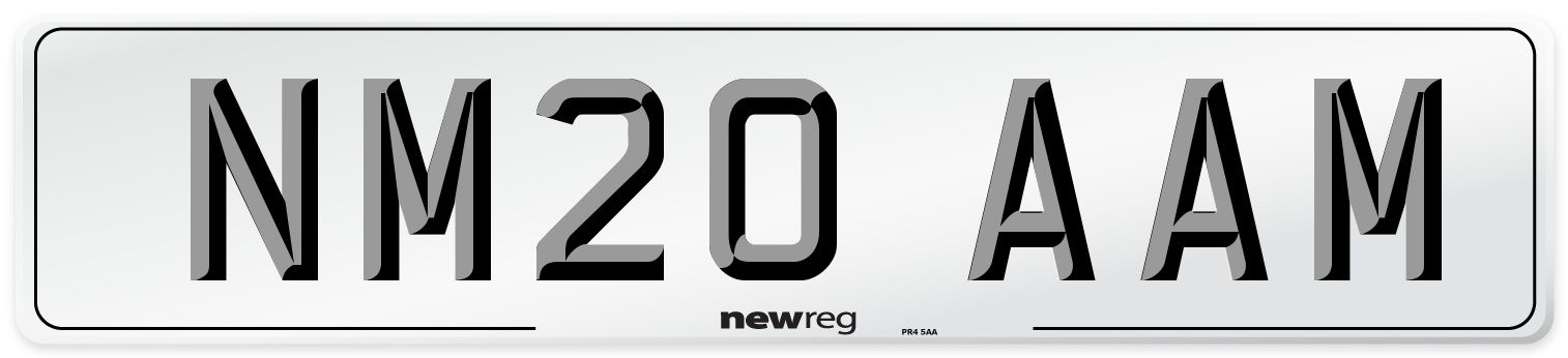 NM20 AAM Number Plate from New Reg